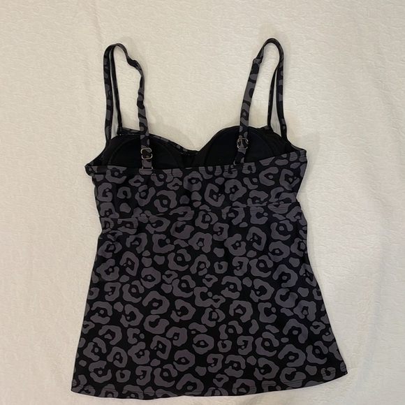 Merona Swimsuit Top Black Gray Leopard Print Great Condition Size Medium - Picture 2 of 6